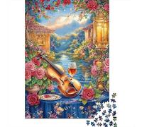 Violín Jardín Lago Puzzle de 1000 Piezas Papel Puzzle para Adultos Paisaje Relajante Mejora la Atención Interacción Familiar Decoración del Hogar Regalo 38x26cm/1000pcs