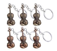 Violin Keychain - 6X Small Alloy Violin Pendant | Vintage Key Ring Charm, Fashion Bag, Purse, Car Key Accessory For Women, Men 6X Alloy Violin Keychain | Creative Vintage Pendant, Unique Holiday Favor