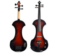 Violín Kit de violín eléctrico de tamaño completo, Color atardecer, violín silencioso de madera maciza 4/4 con estuche rígido, KIT de accesorios de ébano para arco