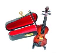 Violín más pequeño, simulación con soporte y estuche, adorno para decoración del hogar, exhibición musical en miniatura perfecta (8 cm)