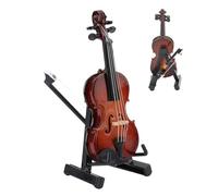 Violín Miniatura,Figurina De Violín Pequeño Con Soporte | Accesorio Decorativo Para Casita de Muñecas, Modelo para Estudio Dormitorio Salón