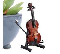 Violín Miniatura | Figurina De Violín Pequeño Con Soporte | Accesorio Decorativo Para Casita de Muñecas, Modelo para Estudio Dormitorio Salón