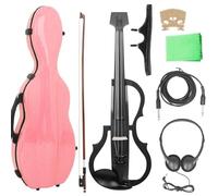 Violín Negro 4/4 Violín Electroacústico Inteligente Silencioso Violín Electroacústico Auriculares Conexión Violín Principiante Conjunto(Set2)