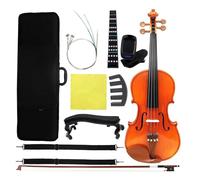Violín Panel De Abeto De Violín De Color Natural 4/4 Conjuntos De Violín Con Patrón De Arce Con Estuche, Cuerdas Para Arco Accesorios Para Reposabrazos(SET2)