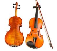 violín para principiantes Panel De Pino Blanco Patrón Marrón Mate Hecho A Mano 4/4 Tamaño Violín Instrumento Musical Ébano Cordal Violín Instrumento musical (Color : 3/4)