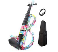violín para principiantes Patrón De Flores Todo Madera Maciza Hecho A Mano 4/4 Violín Eléctrico Kit De Instrumentos De Cuerda Para Principiantes Violín Instrumento musical