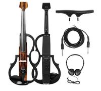 Violín Para Principiantes Violín Eléctrico De Fibra De Carbono Silencioso Electroacústico Sin Cabeza Con Cable Para Arco De Violín Funda De Transporte Para Auriculares Accesorios 4/4(Set 1)