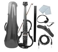 Violín Starter Kit Violín Electroacústico 4/4 Violín Eléctrico Silencioso De Fibra De Carbono Sin Cabeza Con Cable De Arco De Violín Accesorios Para Auriculares(Set 2)