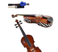 Violin Teaching Aid Pack - Bow Hold Buddie violín azul rosa soporte con cebra violín Skins - Adhesivos extraíbles para violín - se adapta a violines de tamaño 1/32 (violín no incluido)