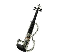 Violín Violín de arte eléctrico avanzado, violín silencioso de madera maciza en blanco y negro, piezas de accesorios de ébano de tamaño completo 4/4