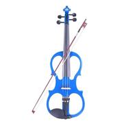Violín Violín eléctrico de tamaño 4/4, instrumento de cuerda de tilo completo con accesorios de Cable de caja silencioso (Color : Blue)