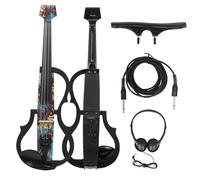 Violín Violín Electroacústico 4/4 Violín Eléctrico Silencioso De Fibra De Carbono Sin Cabeza Con Arco De Violín Accesorios De Cable Para Auriculares(Set 1)