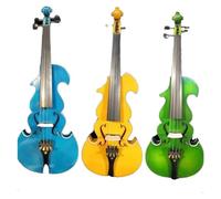 violines Violín eléctrico modelo 4/4 de madera maciza + violín acústico azul verde amarillo(Green)
