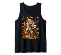 Violinista Bobcat con Violín Hojas Otoño Estética Camiseta sin Mangas
