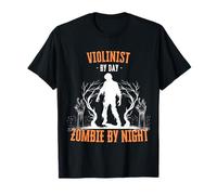Violinista de Día Zombie de Noche Diversión Halloween Violín Jugador Camiseta