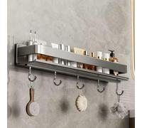 VIOLK Estante Ducha Estanteria Soporte para Champú Baño Acero Inoxidable SUS304 Cesta Ducha Repisas para Baño Gris Plomo con Gancho Adecuado para Baños Y Cocinas (Color : Gray, Size : 60cm)