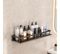 VIOLK Estanteria Ducha Sin Taladro,Montaje En Pared con Gancho Extraíble Autoadhesivo Drenaje Rápido Estantería para Baño Y Cocina Estanteria Baño Sin Taladro, (Color : Black, Size : 50cm)
