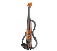 Violn Elctrico 4/4, Fibra de Carbono Silenciosa de Grano de Madera de Color Oscuro, Tamao Completo, Funcin de Silencio, Tono Ajustable, Pastilla Incorporada, Diseo Liviano