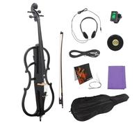 Violonchelo electrónico 4/4 negro Violonchelo eléctrico profesional Madera maciza Cuerpo de madera de arce Accesorios de ébano Instrumento musical con estuche Sintonizador de puente de arco