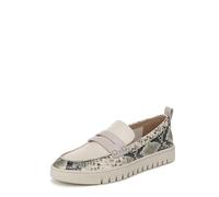 Vionic Mocasines para Mujer, Perfectamente Plegables, con Soporte de Arco, Ajuste Medio, Piel con Relieve de Serpiente Color Crema, 36 EU