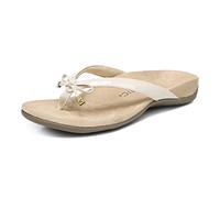 Vionic Sandalias ortopédicas Rest Bella para mujer, con soporte para el pie, con soporte de arco y comodidad en tres zonas, ancho mediano y ancho, talla 5-12, Crema, 38.5 EU