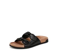 Vionic Sandalias planas Elara para mujer, Piel Tmb negra, 41 EU
