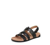 Vionic Sandalias planas Eureka para mujer, Piel negra, 42 EU