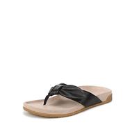 Vionic Sandalias planas Eva para mujer, Piel negra, 8 UK Wide