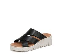 Vionic Uptown SunsetWedge Sandalia para mujer, Piel vegetal negra, 39 EU