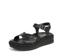 Vionic Women's Mar Flat Sandal, Piel negra, 40.5 EU