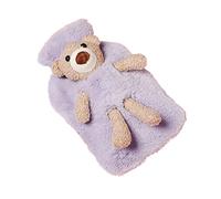 VIONNPPT Bolsa de agua caliente con diseño de oso dulce, 1 l, gran capacidad, dibujos animados, cálidos, manos calientes, bolsa de agua para estómago, regalo para adultos y niños (morado)