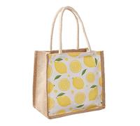 VIONNPPT Bolsa de la compra de yute, bolsa de algodón grande, bolsa de tela, bolso de la compra, bolsa portátil ecológica con cremallera, plegable lavable, Limón (C)