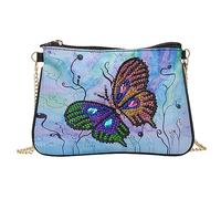 VIONNPPT Bolso cruzado con cadena para pintura artística de diamantes 5D, con pintura de diamantes, bolso de mano para mujer, bolso de mano para maquillaje, bolso de viaje para niñas y mujeres