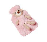 VIONNPPT Botella de agua caliente con diseño de oso dulce, 1 l de gran capacidad, con dibujos animados de felpa, para manos calientes, para adultos y niños (rosa)