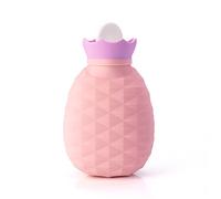VIONNPPT Botella de agua caliente de silicona con piña creativa, 200 ml, calentador de manos, manos calientes, bolsa de agua portátil, regalo para adultos y niños (rosa)