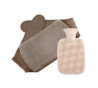 VIONNPPT Juego de 2 botellas de agua caliente con funda, 1 L con funda de tejido de felpa suave, cinturón de agua caliente, bolsa de calor para vientre, espalda y cuello (café)