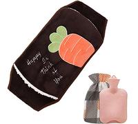 VIONNPPT Juego de 3 bolsas de agua caliente con funda de goma, bolsa de agua caliente para niños adultos (zanahoria marrón)