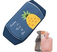 VIONNPPT Juego de 3 bolsas de agua caliente con funda de goma, bolsa de agua caliente para niños y adultos (piña azul)