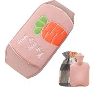 VIONNPPT Juego de 3 bolsas de agua caliente con funda de goma, bolsa de agua caliente para niños y adultos (zanahoria rosa)