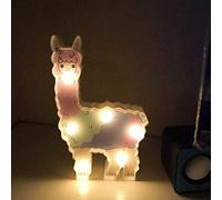Vionnppt - Lámpara de noche con 6 luces LED, funciona con batería, regalo para escritorio, luz decorativa, forma de alpaca multicolor