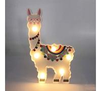 Vionnppt - Lámpara de noche con 6 luces LED, funciona con batería, regalo para escritorio, luz decorativa, forma de alpaca rosa