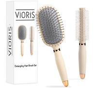 Vioris Aura Juego de cepillo y rodillo para desenredar el cuidado del cabello: cepillos de pelo perfectos para mujeres con cabello rizado, herramientas de peinado y aparatos para un cabello suave y
