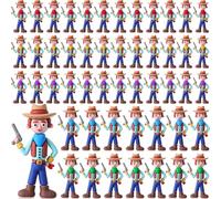 Viozakanry 50 mini figuras de vaquero de goma, pequeñas figuras de vaquero del salvaje oeste, estatuas de juguete para recuerdos de fiesta, accesorios de escondite, escritorio, oficina, decoración de