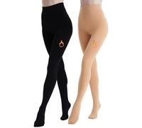 Viozocy Medias Térmicas para Mujer con Forro Grueso de Felpa - Cintura Alta, Opacas y Cómodas para Invierno Negro + Color Carne L-XL