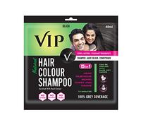 VIP Champú 5 en 1 para el cabello natural, color negro, 40 g (6 bolsas)