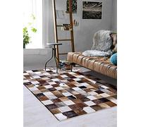 Vip Leather Nueva Alfombra de Piel de Vaca Patchwork. Diseno Exclusivo. Cod Mart A40 (150 cm x 210 cm)