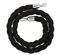 VIP Stanchion Hemp Rope for Movie Theaters,Crowd Control Ropes Barrier with Polished Metal Clips, Grand Openings, Hotels(Black,1.5m/4.92ft)