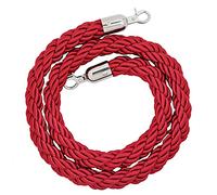 VIP Stanchion Hemp Rope for Movie Theaters,Crowd Control Ropes Barrier with Polished Metal Clips, Grand Openings, Hotels(Red,1.5m/4.92ft)