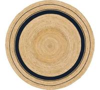 Vipanth - Alfombra de Yute Natural con línea Negra, Hecha a Mano, Reversible, Redonda, Trenzada a Mano, para decoración del hogar (90 x 90 cm, Redonda)