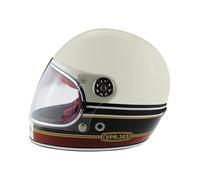 VIPER F656 Full Face Motorcycle Motorbike Helmet ECE 22.06 Approved Vintage Motorbike Helmets for Adult Men and Women Touring Urban Bike Safety Wear Full Face Helmet (Stripes Cream/Burgundy,L)